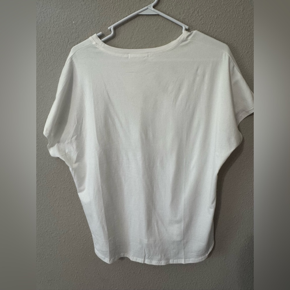 Y & C Dior White Short Sleeve Logo Tee with Rhinestone Accents - Picture 4 of 4